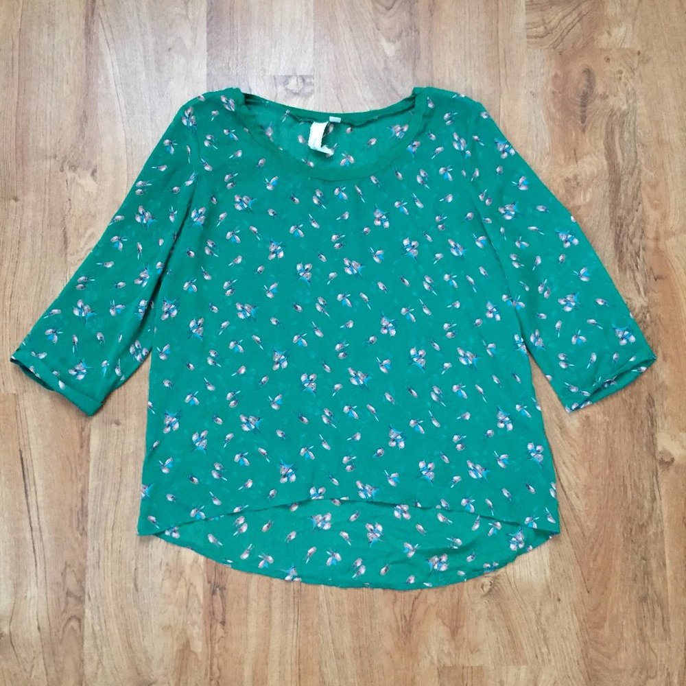 Green sheer bird shirt